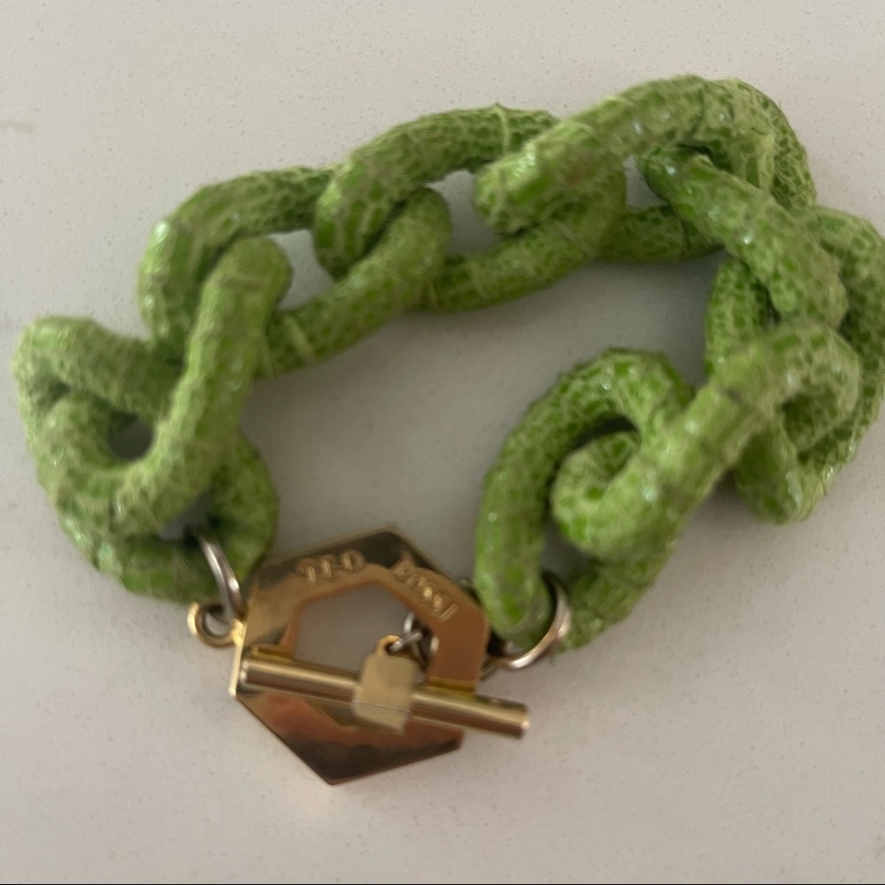 Ted Rossi Twisted Green Python Link Bracelet - image 1